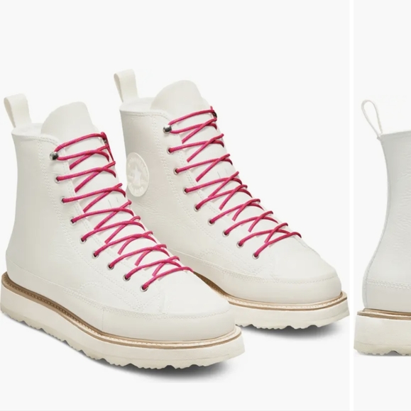 Chuck Taylor All Star leather cream colored ankle high shoe/boot. Unisex. NWOT - Picture 5 of 11